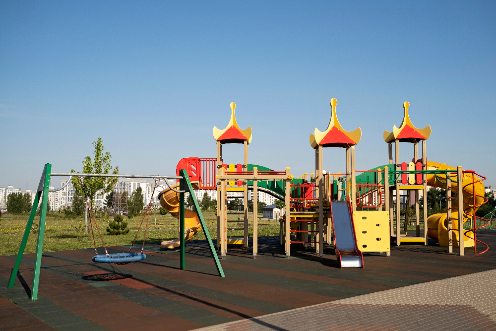 Colorful outdoor kids play area