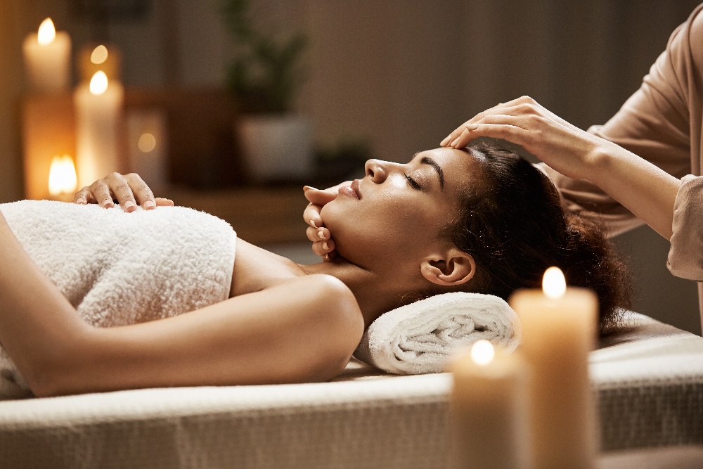 Woman relaxing during spa massage